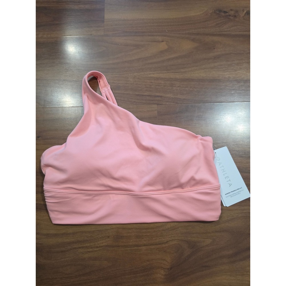NWT Athleta Aurora Triangle Bra A-C Medium Pink One Shoulder Strappy 798339